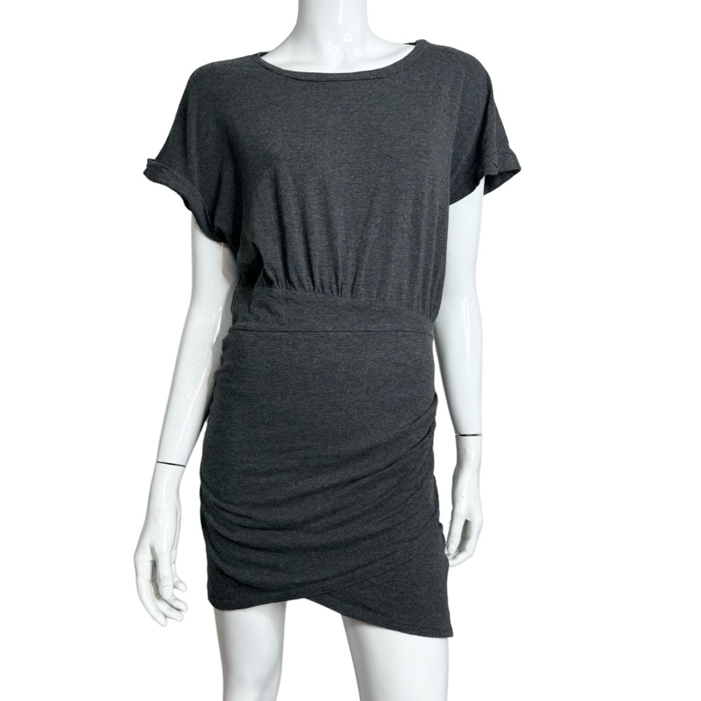 4/$24 Raw Edge Crew‎ Neck Short Sleeve Grey Mini Tee Shirt Dress